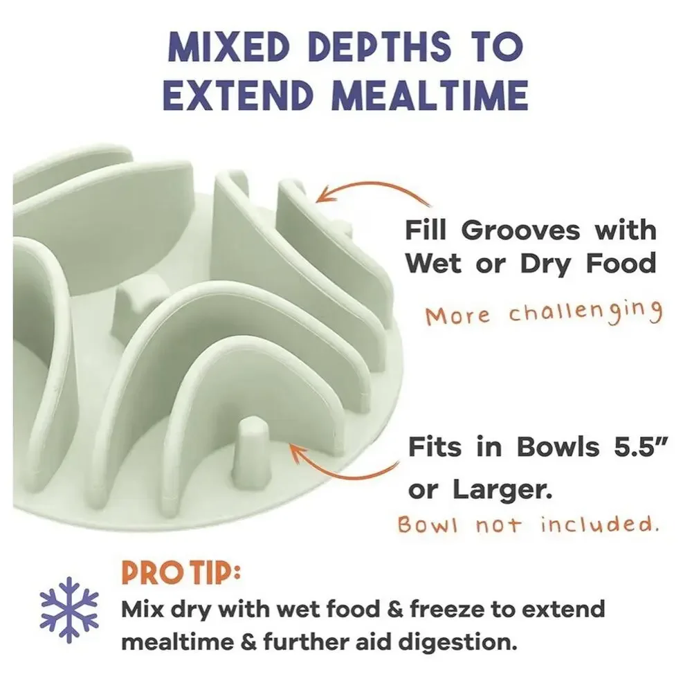 Awoo Great Vibes - Silicone Slow Feeder for Dog Bowls Over 5.5 Inches - Non-Slip